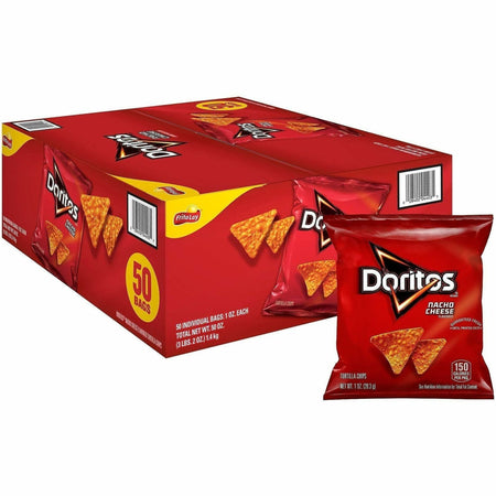 Green Rabbit Doritos Nacho Cheese Snack Bags - Individually Wrapped - Crunch - 50 / Carton - Snacks