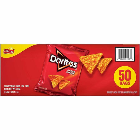 Green Rabbit Doritos Nacho Cheese Snack Bags - Individually Wrapped - Crunch - 50 / Carton - Snacks