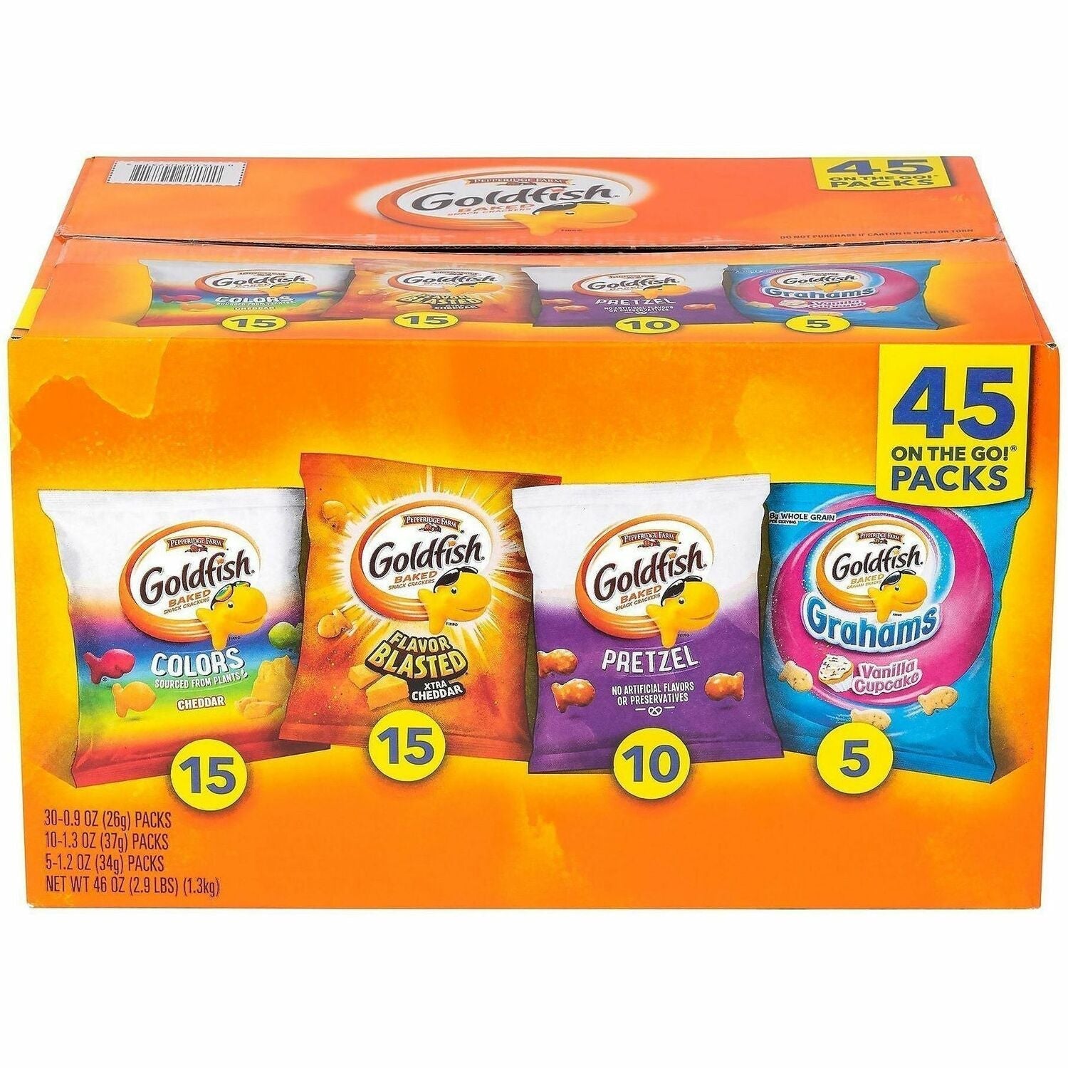 Green Rabbit Goldfish Variety Pack Sweet&Savory - No Artificial Flavor Preservative-free - Assorted - 45 / Carton