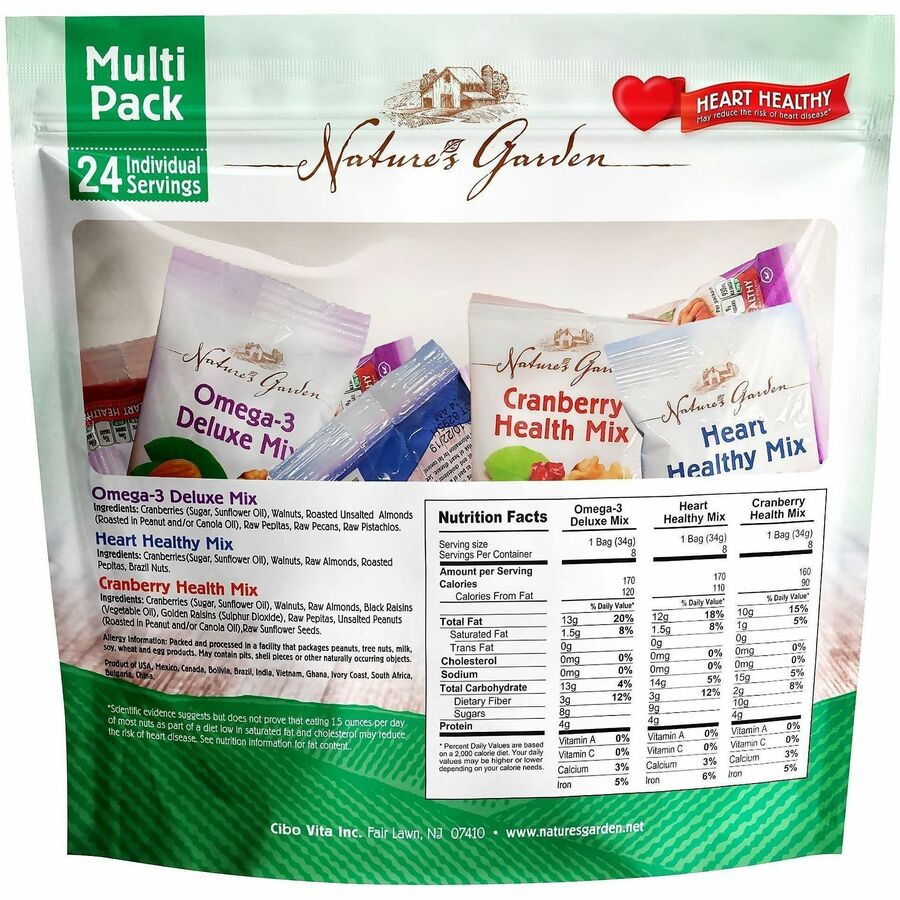 Green Rabbit Healthy Trail Mix Snack Packs - 1.20 oz Pouch - 24 / Carton - Snacks