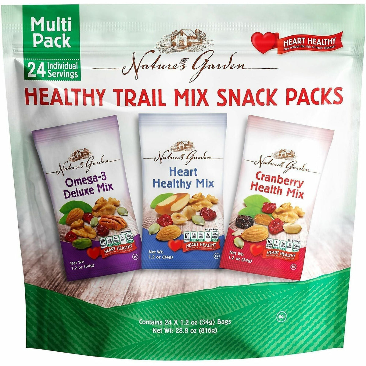 Green Rabbit Healthy Trail Mix Snack Packs - 1.20 oz Pouch - 24 / Carton - Snacks