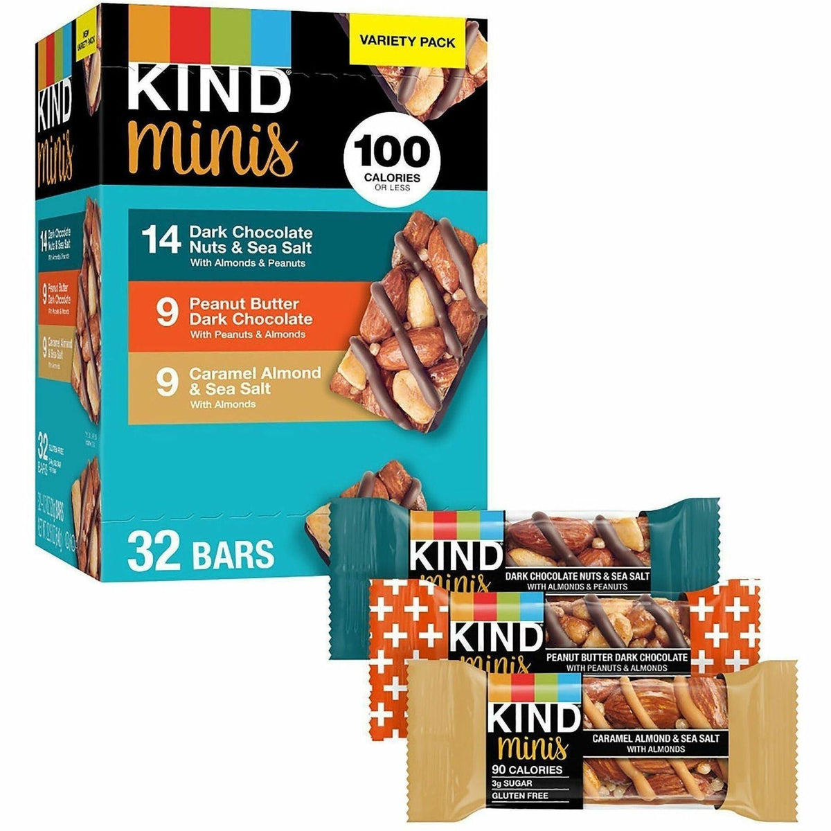 Green Rabbit KIND Minis Variety Pack - Individually Wrapped - Dark Chocolate Nuts & Sea Salt Caramel Almond and - Snacks