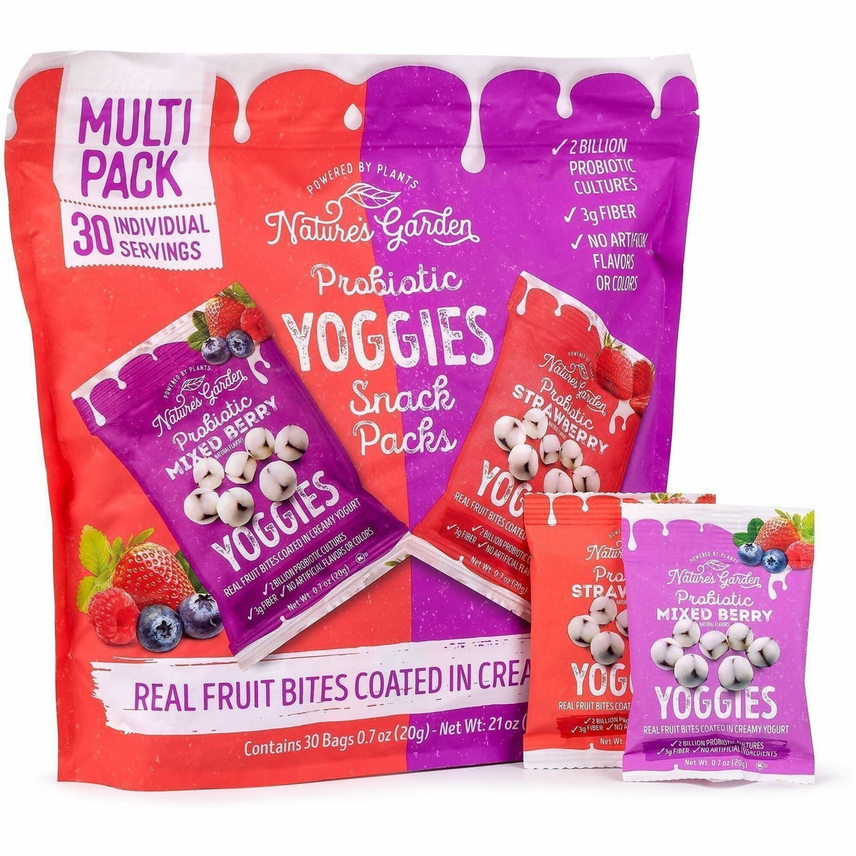 Green Rabbit Nature’s Garden Probiotic Yoggies - Assorted - 0.70 oz - 30 / Carton - Snacks