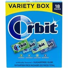 Green Rabbit Orbit Sugar-Free Mint Gum Variety Pack - 14 Pieces - 18/Carton - Sweets