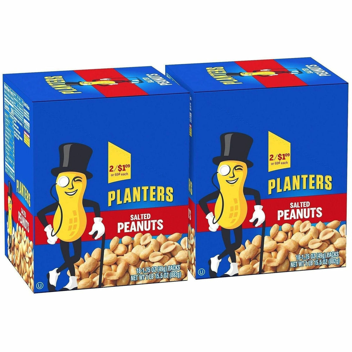Green Rabbit Planters Salted Peanuts - Classic - 1.75 oz - 18/Bag - 2 / Carton - Snacks