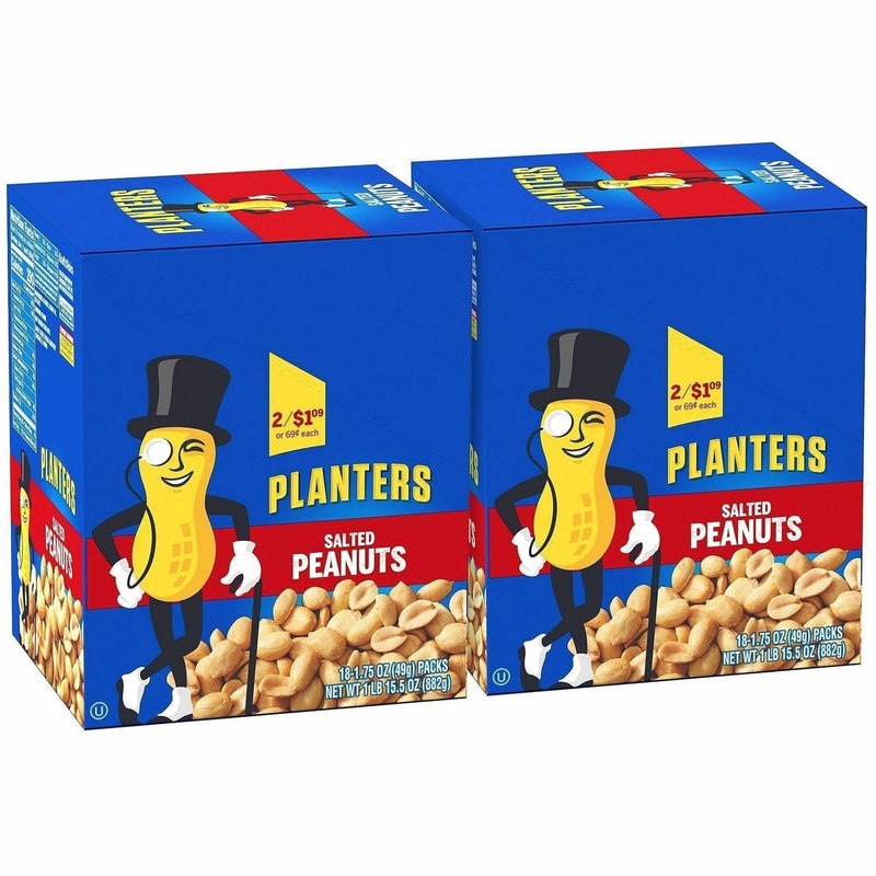 Green Rabbit Planters Salted Peanuts - Classic - 1.75 oz - 18/Bag - 2 / Carton - Snacks