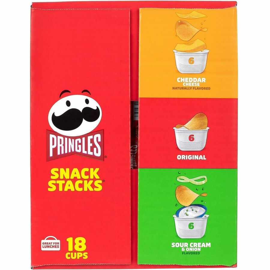 Green Rabbit Pringles Snack Stacks Variety Pack - Original Sour Cream Onion Cheddar Cheese - 36 / Carton - Snacks