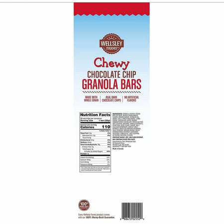 Green Rabbit Wellsley Farms Choc. Chip Granola Bar - Individually Wrapped No High Fructose Corn Syrup Artificial Flavor