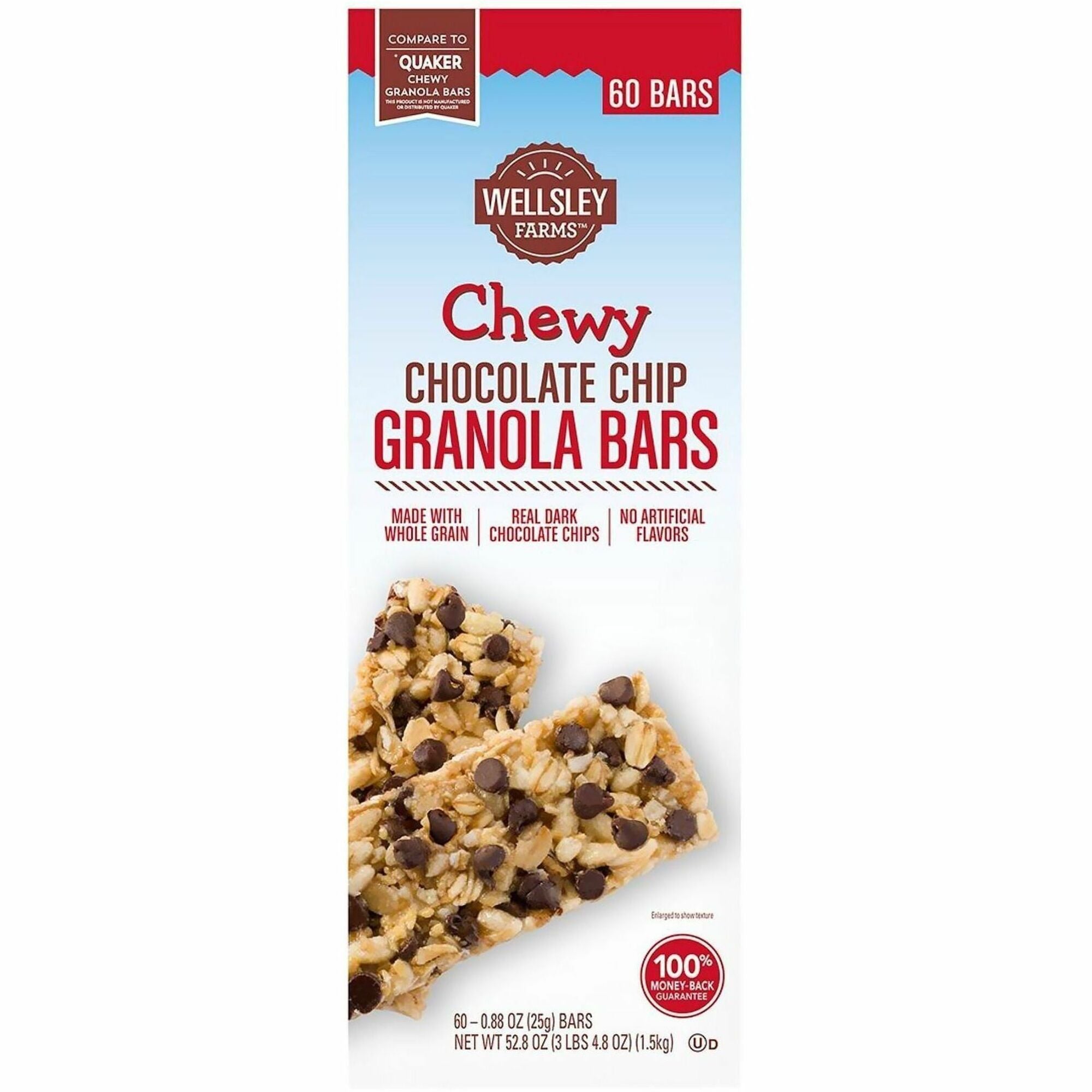 Green Rabbit Wellsley Farms Choc. Chip Granola Bar - Individually Wrapped No High Fructose Corn Syrup Artificial Flavor