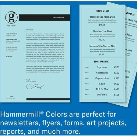 Hammermill Colors Blue Copy Paper: 8.5’’ x 11’’ 20 lb - SFI Certified Acid-free - 500 Sheets - & Printer Paper