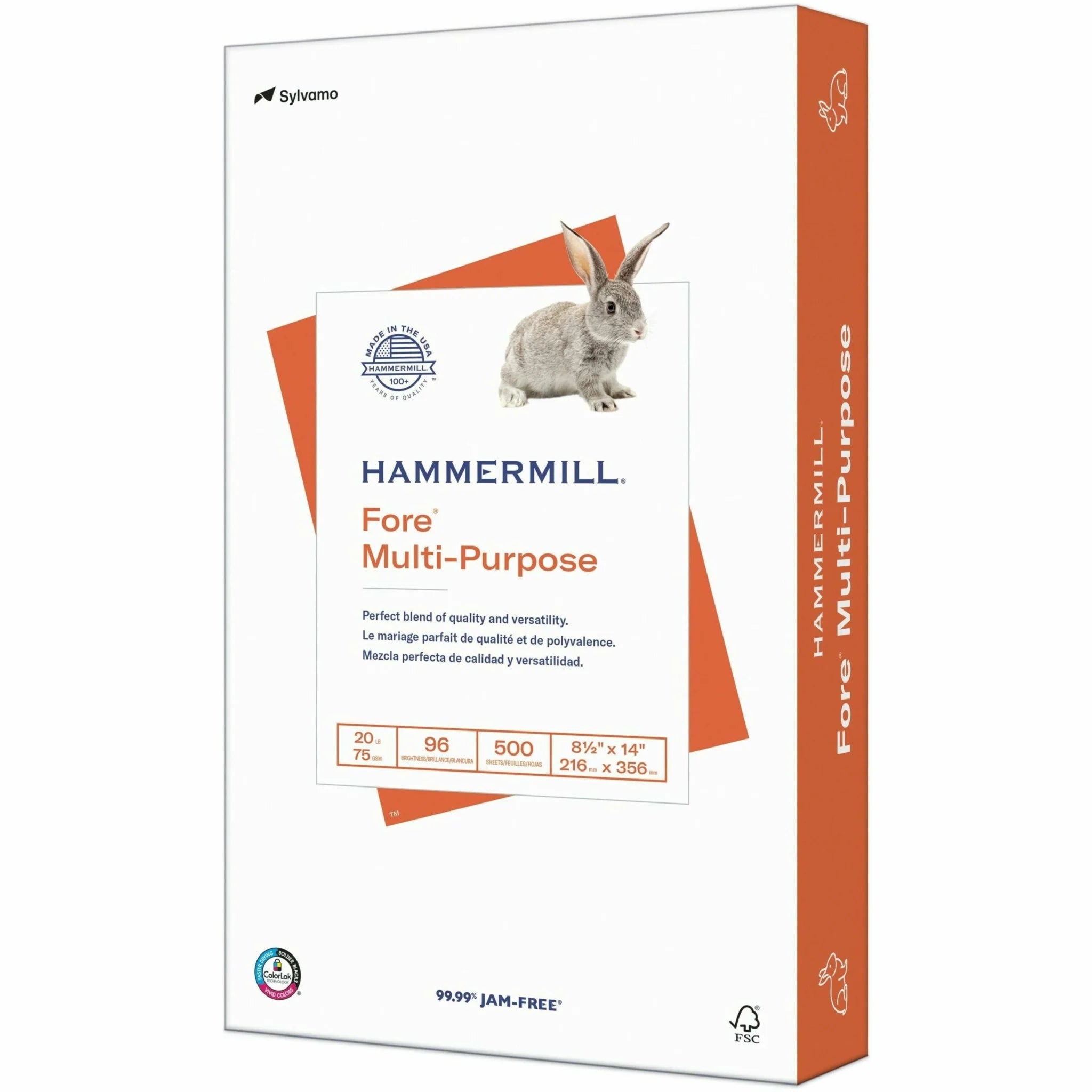 Hammermill Fore Multi-Purpose Paper: 96 Brightness 20 lb - Jam-free Acid-free - 500 Sheets - 10 Carton - Copy & Printer
