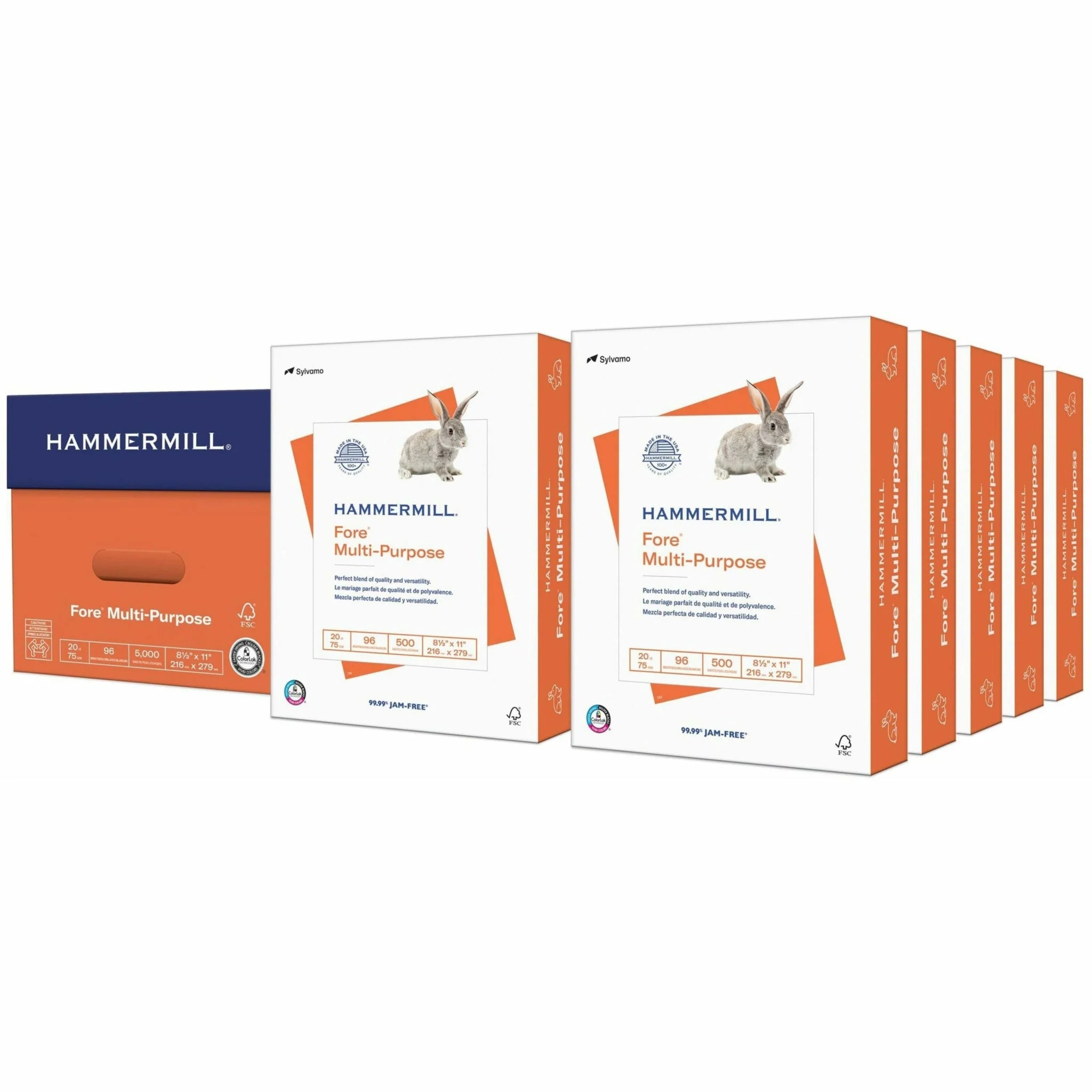 Hammermill Fore Multipurpose Copy Paper: White 96 Brightness Letter Size 20 lb - Acid-free - 500 Sheets/Ream - &