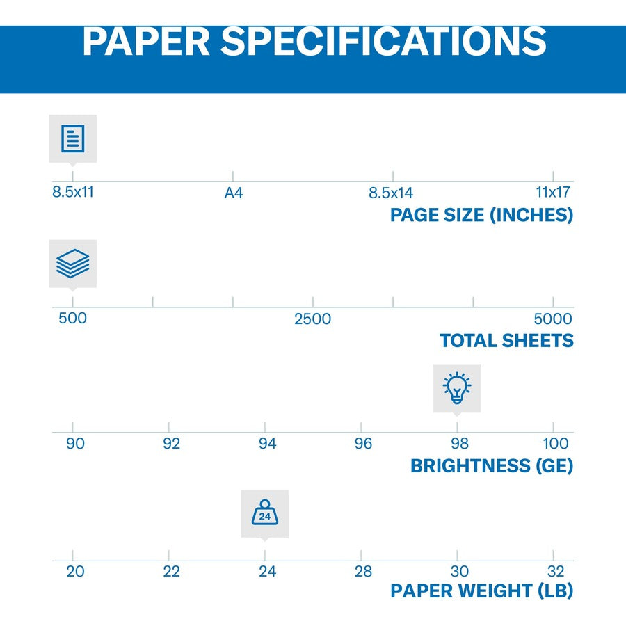 Hammermill Premium 3HP Laser Print Paper - White - 98 Brightness - Letter - 8 1/2’’ x 11’’ - 24 lb Basis Weight - Ultra
