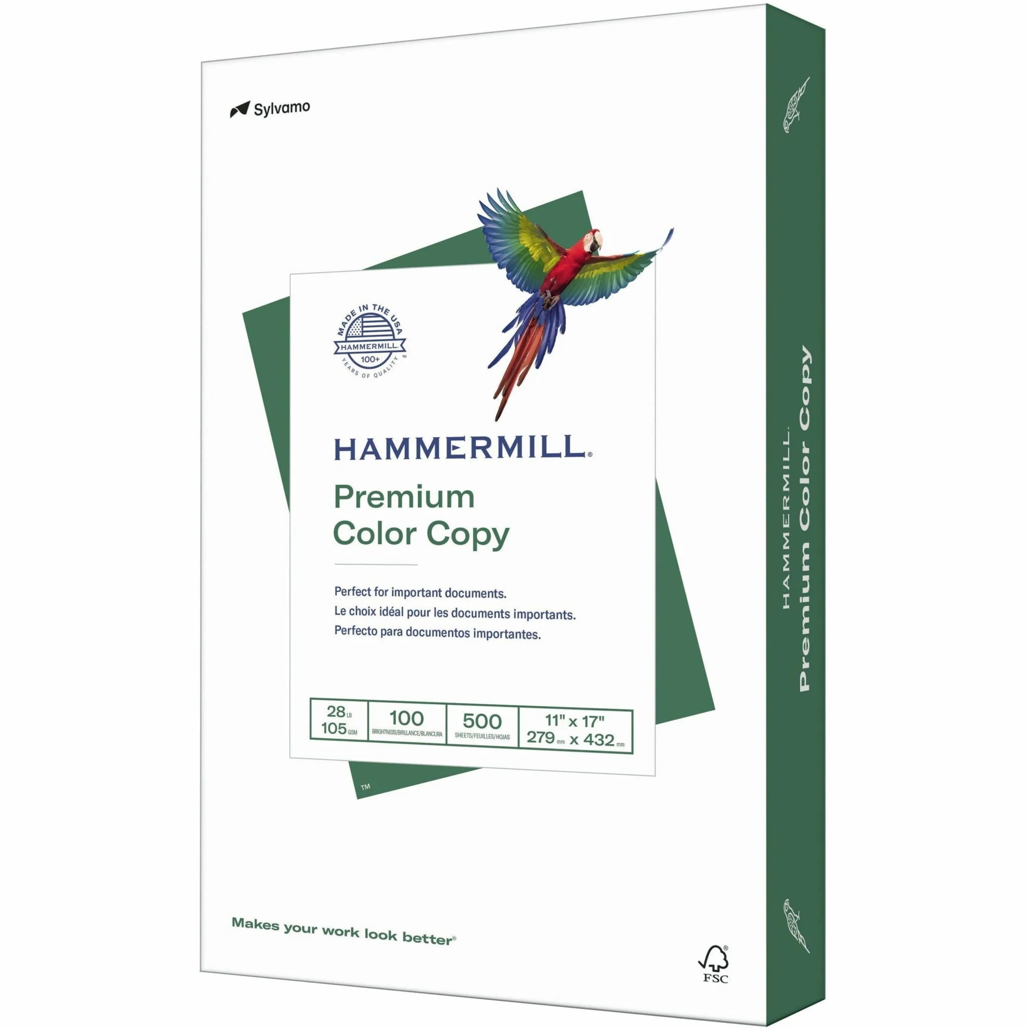 Hammermill Premium Color Copy Paper: White 100 Brightness Ledger/Tabloid 28 lb - 500 Sheets - & Printer Paper