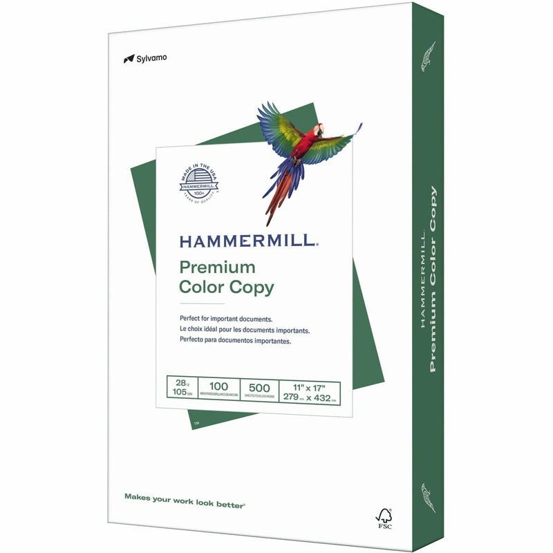 Hammermill Premium Color Copy Paper: White 100 Brightness Ledger/Tabloid 28 lb - 500 Sheets - & Printer Paper