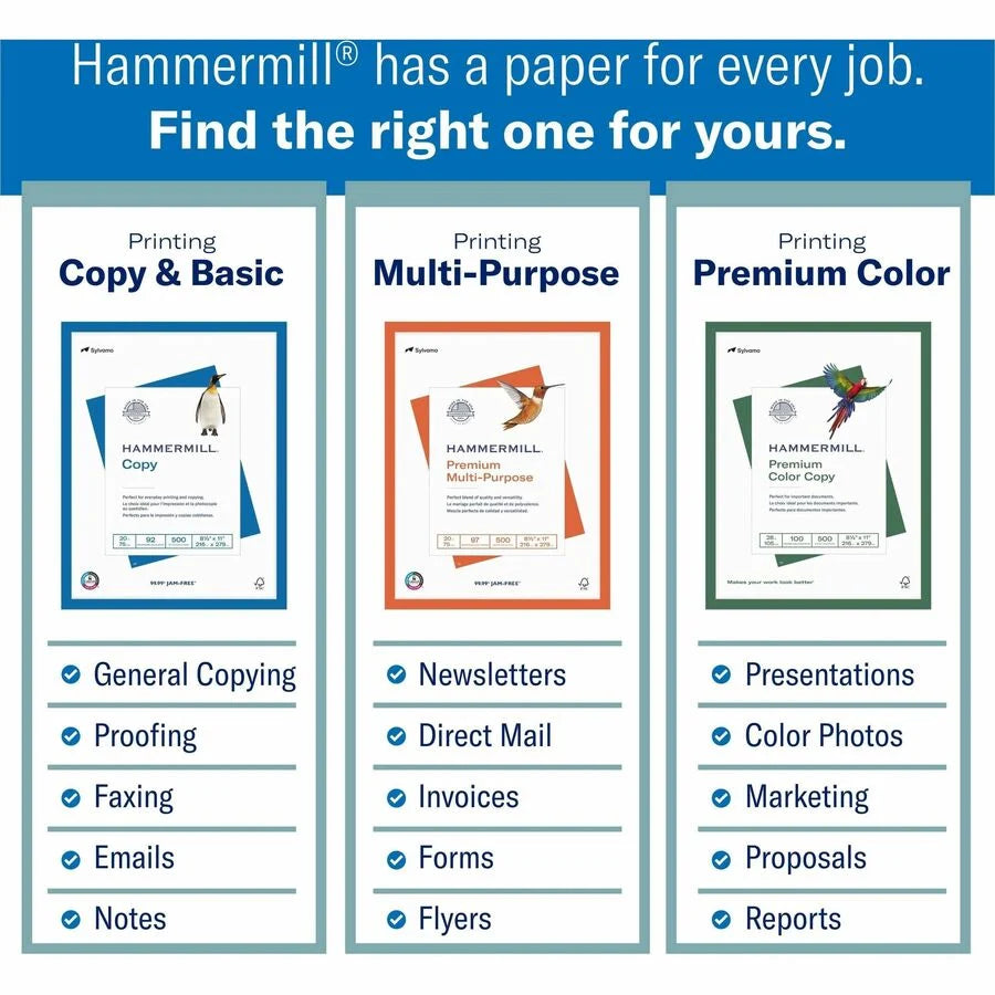 Hammermill Premium Laser Print Copy Paper - Ultra Smooth 98 Brightness - & Printer