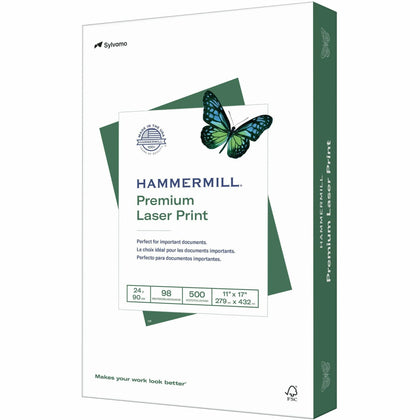 Hammermill Premium Laser Print Paper: Ultra Smooth 24 lb - Ledger/Tabloid - 11’’ x 17’’ - SFI Certified - 500 Sheets