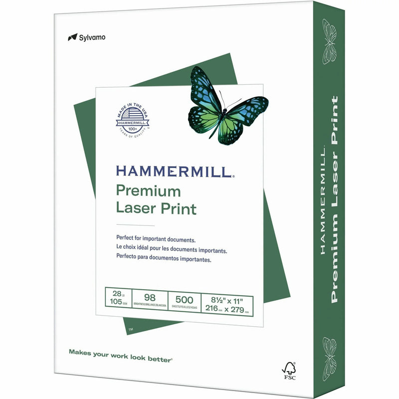 Hammermill Premium Laser Print Paper - White - 98 Brightness - Letter - 8 1/2’’ x 11’’ - 28 lb Basis Weight - Ultra