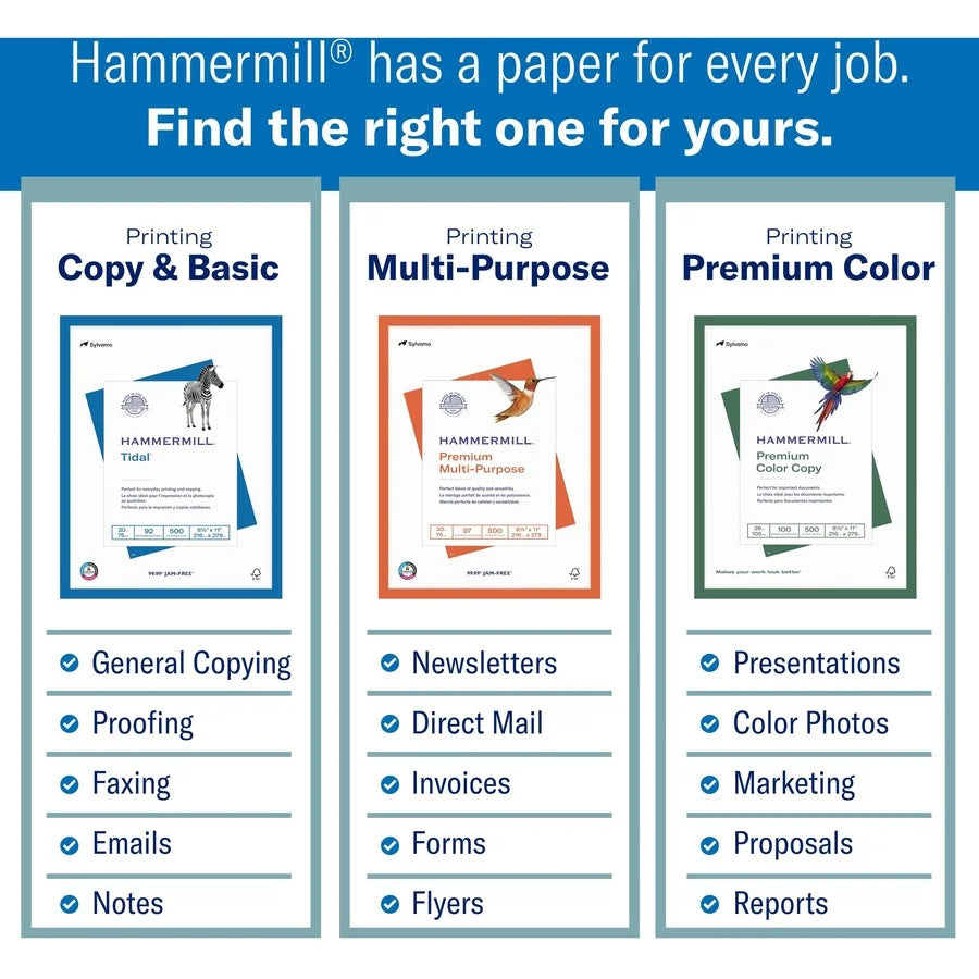 Hammermill Tidal Express Pack Copy Paper 8 1/2’’ x 11’’ White 2500 / Carton 92 Brightness 20 lb Basis Weight Letter