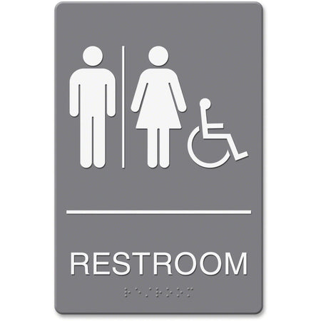 Headline Signs ADA Wheelchair Restroom Sign - Rectangular Shape Braille White