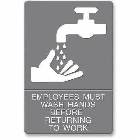 Headline Signs Employees Wash Hands Sign - 6x9 - Adhesive Backing - Safety