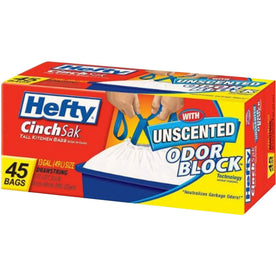 Hefty CinchSak 13-Gallon Drawstring Bags - White - 45/Pack - Trash & Liners