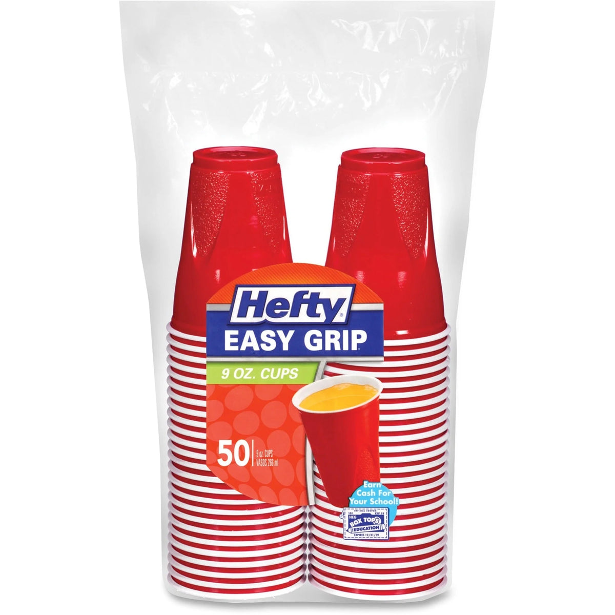 Hefty 9 oz Easy Grip Disposable Party Cups fl Red 50 / Pack Cold Drink (RFPC20950)