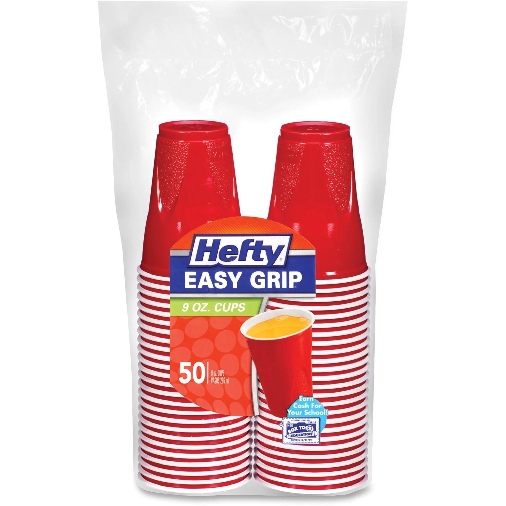 Hefty 9 oz Easy Grip Disposable Party Cups fl Red 12 / Carton Cold Drink (RFPC20950CT)