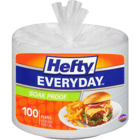Hefty Everyday Foam Plates - Disposable 8.9’’ White - 100 Pack