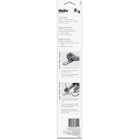 Helix 30cm/12’’ Ruler: Imperial & Metric Graduations - Plastic - Assorted Colors - Templates