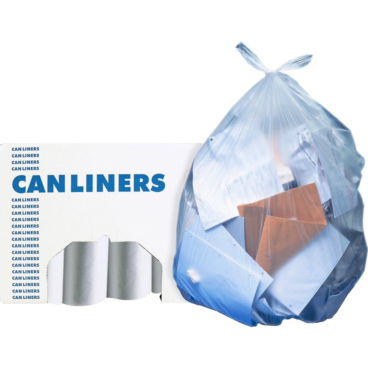 Heritage AccuFit Clear Can Liners - 55 gal Capacity - 53’’x40’’ - 0.90 mil - 20/Roll - Trash Bags &