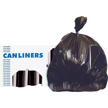 Heritage AccuFit RePrime Can Liners: 23 gal/55 lb Capacity 45’’x30’’ 0.90 mil - Black Resin - 25/Roll - Trash Bags &