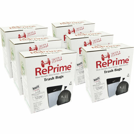 Heritage Accufit RePrime Trash Bags: 23 gal Capacity 45’’x28’’ 0.90 mil Thickness - Black LLDPE - Waste Disposal