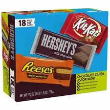 Hershey Chocolate Assortment: Milk & Peanut Butter - 18/Carton - Sweets