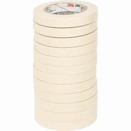 Highland Economy Masking Tape: 60 yd Length x 0.71’’ Width - 3’’ Core - Tan - 12 Pack - Tape