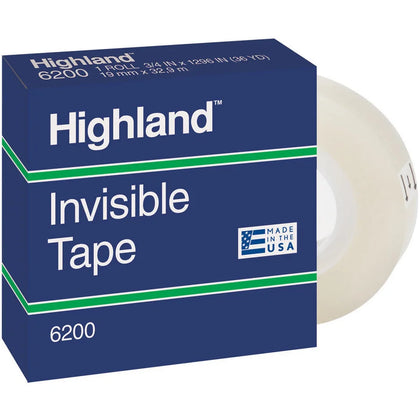Highland Matte-finish Invisible Tape - 27.78 yd Length - 6/Pack - General Purpose/Office