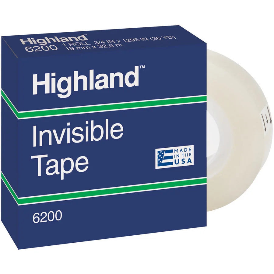 Highland Matte-finish Invisible Tape - 27.78 yd Length - 6/Pack - General Purpose/Office