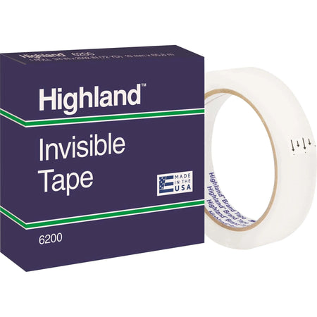 Highland 3/4’’W Matte-finish Invisible Tape - 72 yd Length x 0.75’’ Width - 3’’ Core - Matte - Clear - General