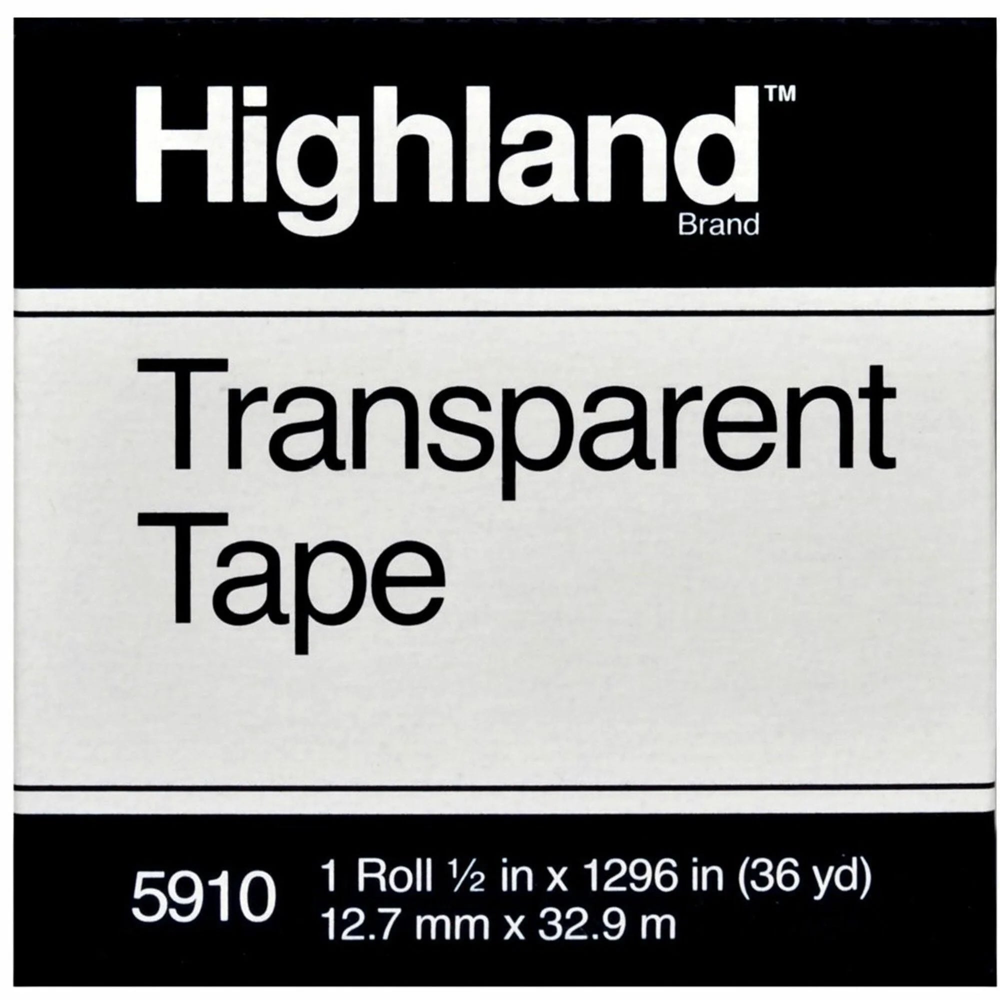 Highland Transparent Light-duty Tape - 36 yd Length x 0.50’’ Width - Clear - 1 Roll - General Purpose/Office