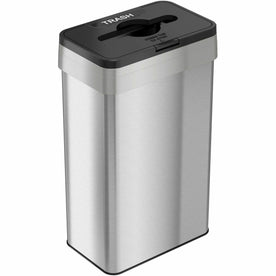 HLS Commercial 21-Gallon Trash Can: Push Button Opening Stainless Steel - Waste Containers & Lids