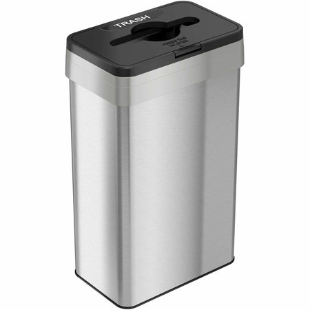 HLS Commercial 21-Gallon Trash Can: Push Button Opening Stainless Steel - Waste Containers & Lids