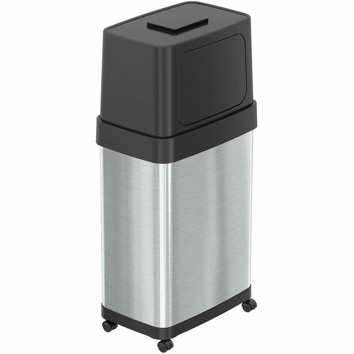 HLS Commercial Dual Push Door Trash Can - 18 gal - Rolling - Stainless Steel - Waste Containers & Lids