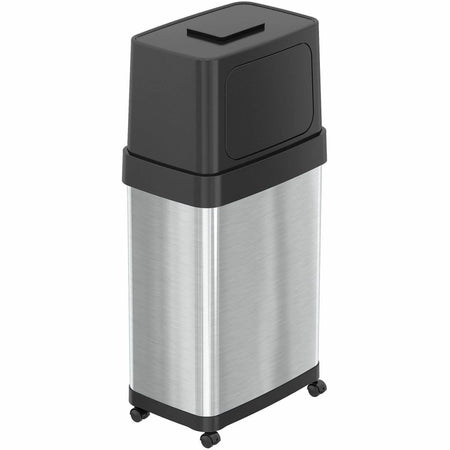 HLS Commercial Dual Push Door Trash Can - 18 gal - Rolling - Stainless Steel - Waste Containers & Lids