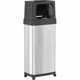 HLS Commercial Dual Push Door Trash Can - 24 gal - Rolling - Stainless Steel - Waste Containers & Lids