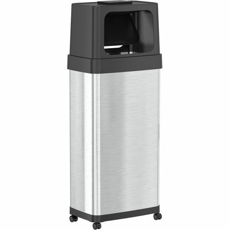 HLS Commercial Dual Push Door Trash Can - 24 gal - Rolling - Stainless Steel - Waste Containers & Lids