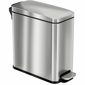 HLS Commercial Fire-Rated Soft Step Trash Can - 3 gal Capacity - Stainless Steel Silver - Waste Containers & Lids