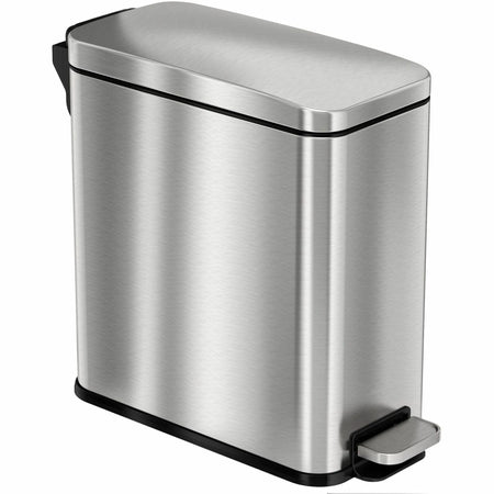 HLS Commercial Fire-Rated Soft Step Trash Can - 3 gal Capacity - Stainless Steel Silver - Waste Containers & Lids