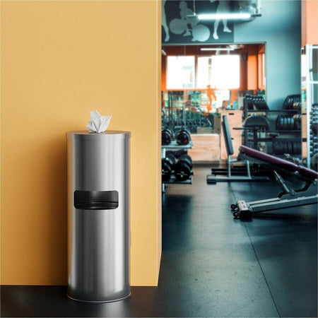 HLS Commercial Gym Wipe Dispenser 9-Gallon Trash Can - Alternate-Image2