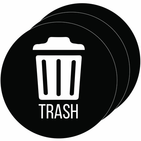 HLS Commercial Refuse Bin Icon Sticker - Waterproof Vinyl - Circle Black - 3/Carton - Waste Containers & Lids