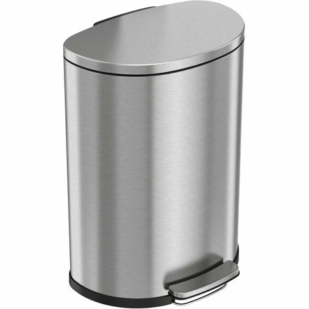 HLS Commercial Soft Step Trash Can - 13 gal - Stainless Steel & Plastic - Gray - Waste Containers Lids
